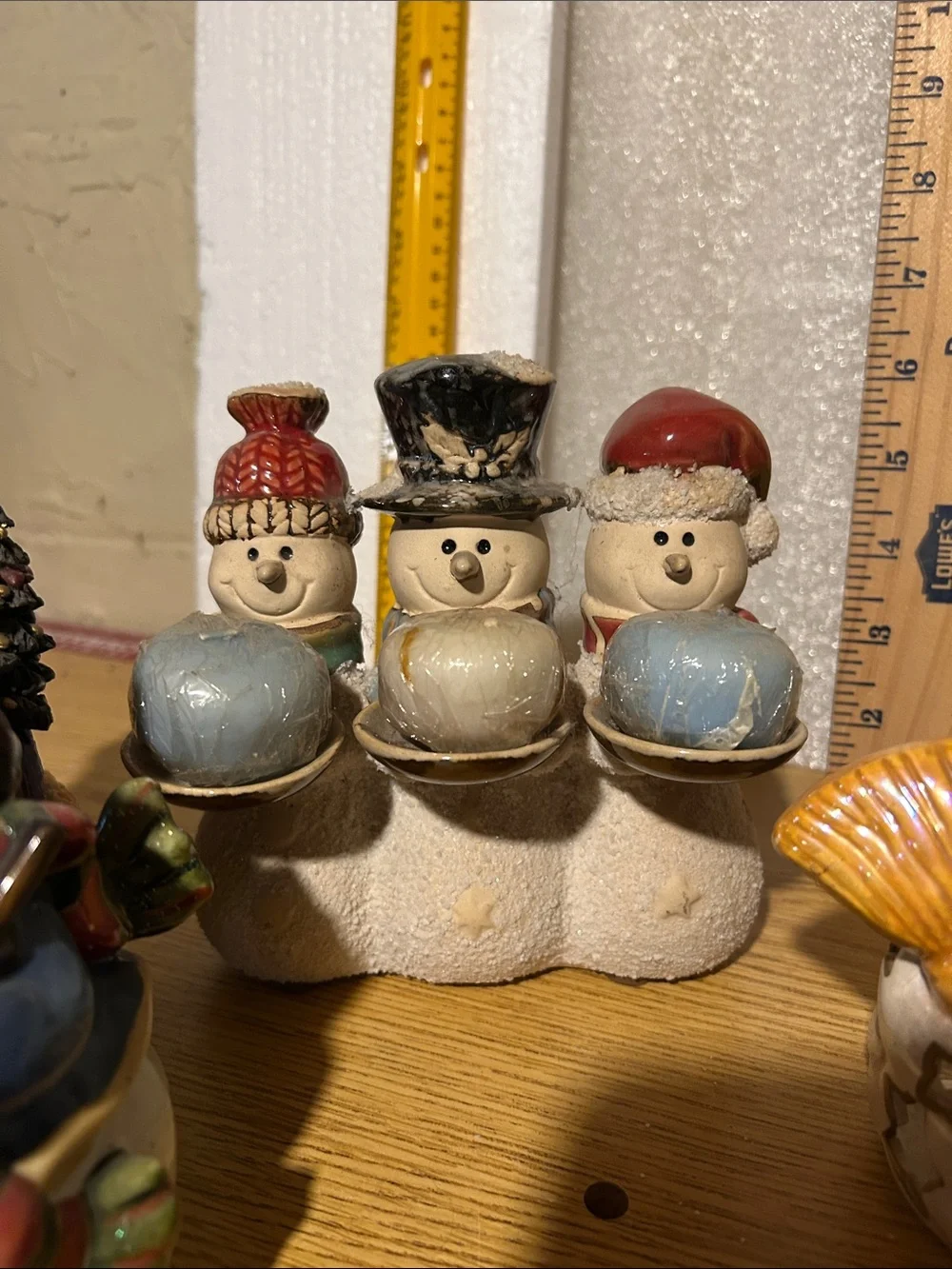 Festive Snowman Ceramic Figurine Set - Multicolor